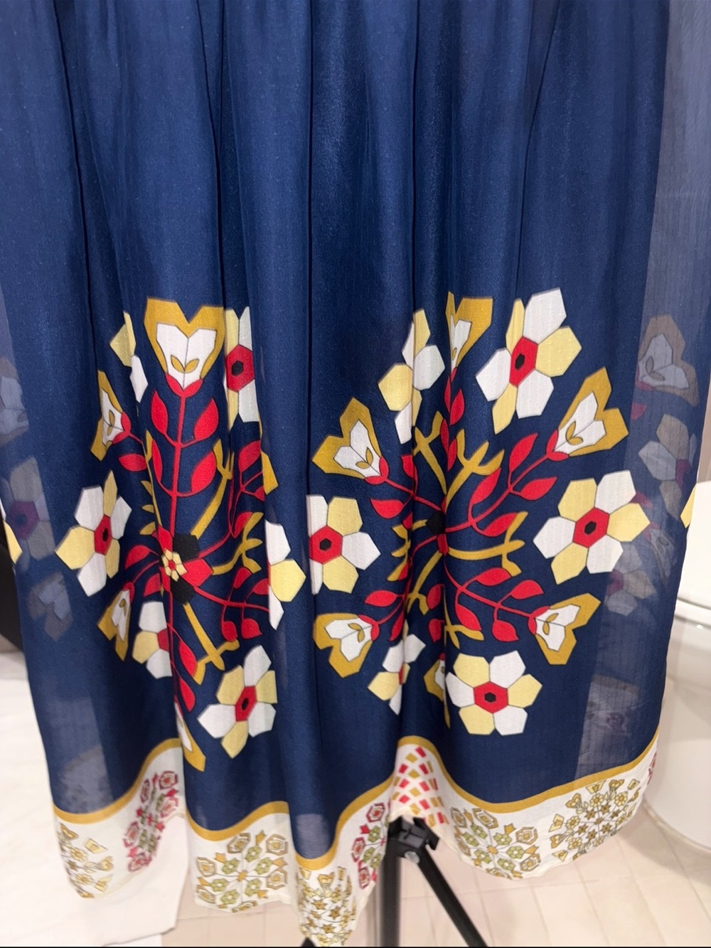 Audréa Navy Floral Medallion Print Mini Dress | Tie Shoulder | Size M - Picture 4 of 8